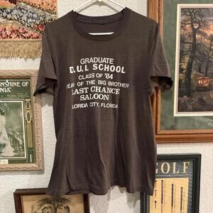 Vintage 80s D.U.I. School Graduate Class Of 84 Funny Last Chance Saloon Shirt XL